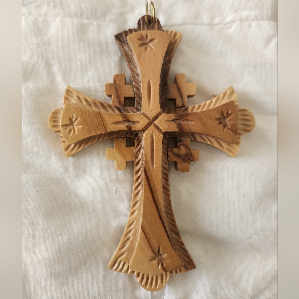 Olive Wood ✝️ Cross from Holy Land Jerusalem - Picture 3 of 6